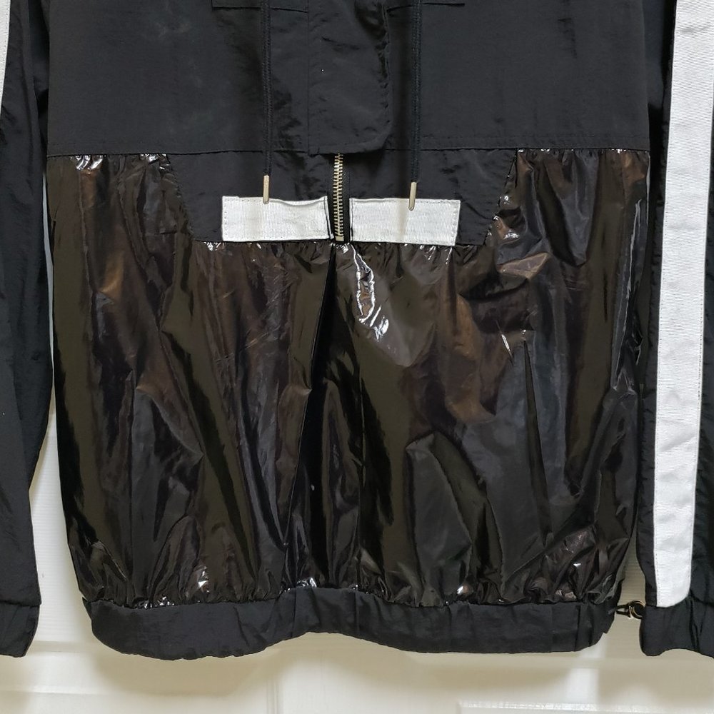 Ashley Windbreaker Women S Hooded Nylon Pullover Black White 1/2 Zip Lightweight - Picture 7 of 10